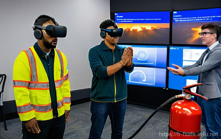 소방안전관리사 직무와 해외 사례 비교 - **Futuristic Fire Prevention Control Hub in Japan:**
    Inside a sleek, high-tech fire prevention c...