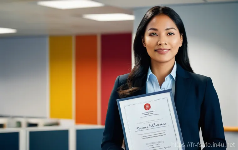 소방안전관리사 이직 성공 사례 - **Prompt:** A diverse individual, appearing to be in their late 30s to early 40s, stands at a symbol...