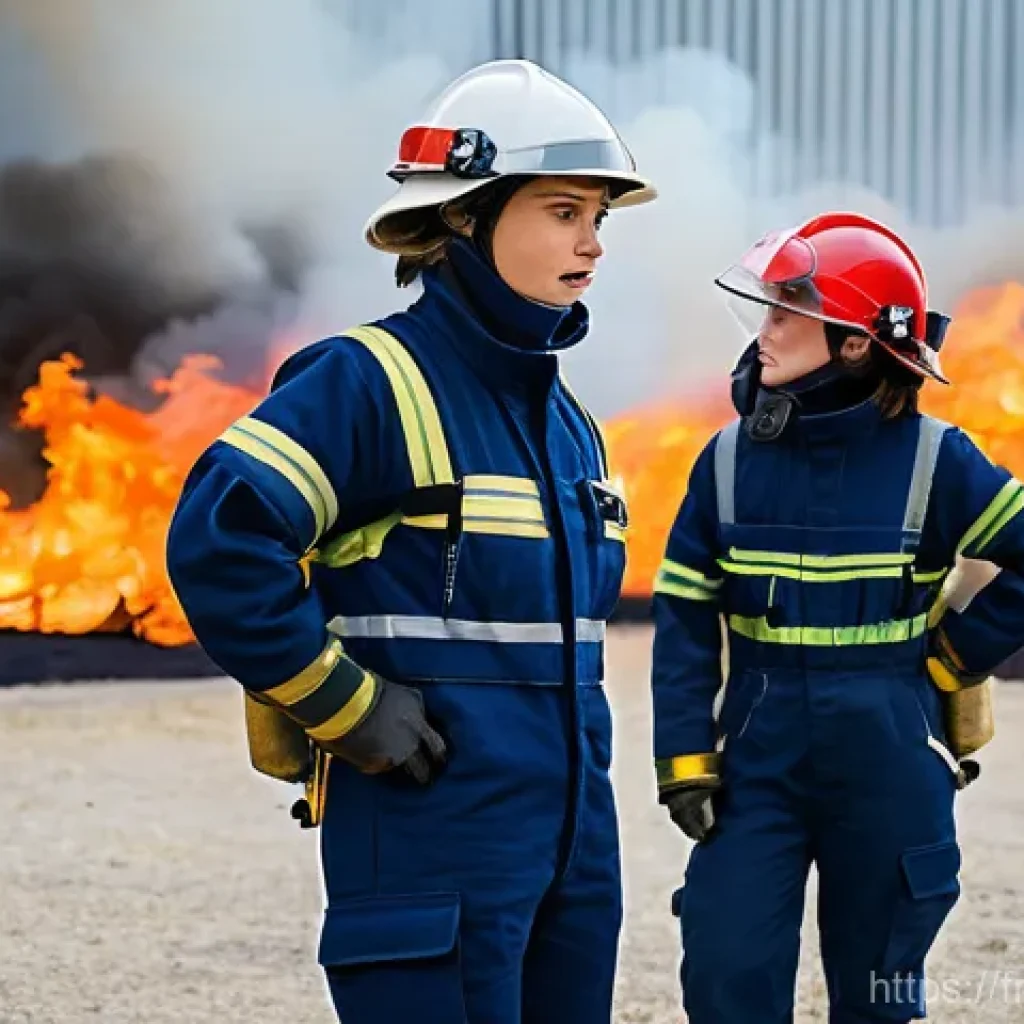 소방안전관리사 경력 쌓는 방법 - **Prompt:** A dynamic scene depicting a group of young, diverse fire safety agents, both male and fe...