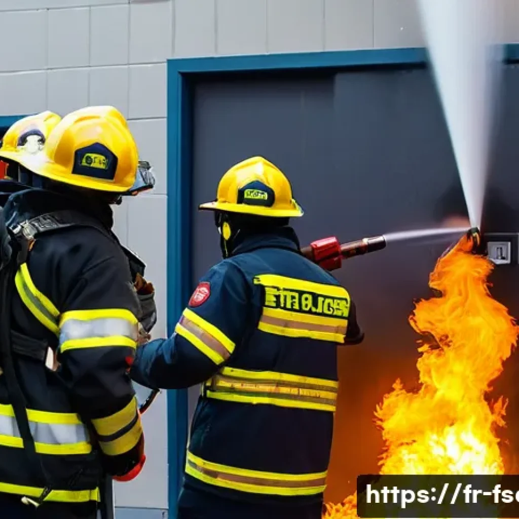 소방안전관리사 실무 교육 추천 과정 - **Prompt 1: Intense Fire Safety Training Simulation**
    "A diverse group of five professional Fren...
