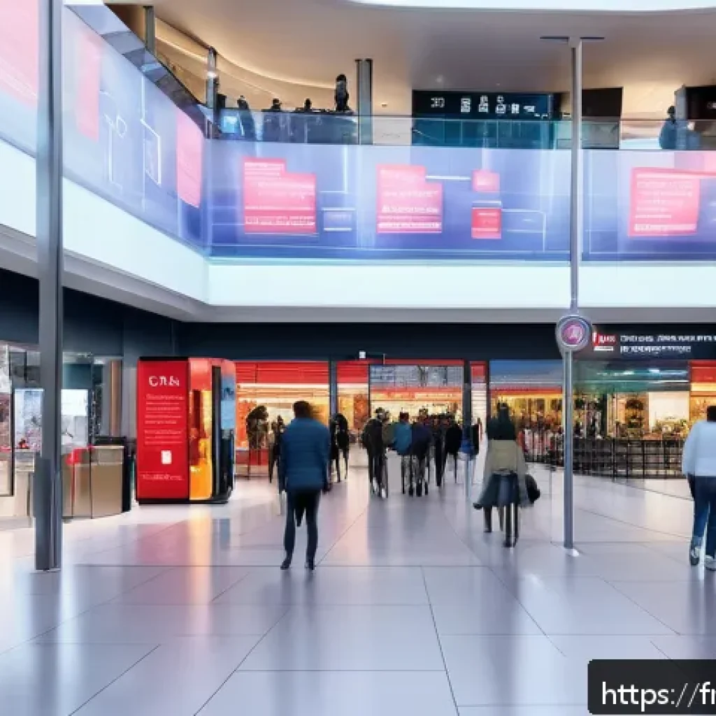 소방안전관리사 관련 논문 및 연구 자료 - A modern shopping mall interior equipped with advanced IoT smoke and gas detectors mounted on ceilin...