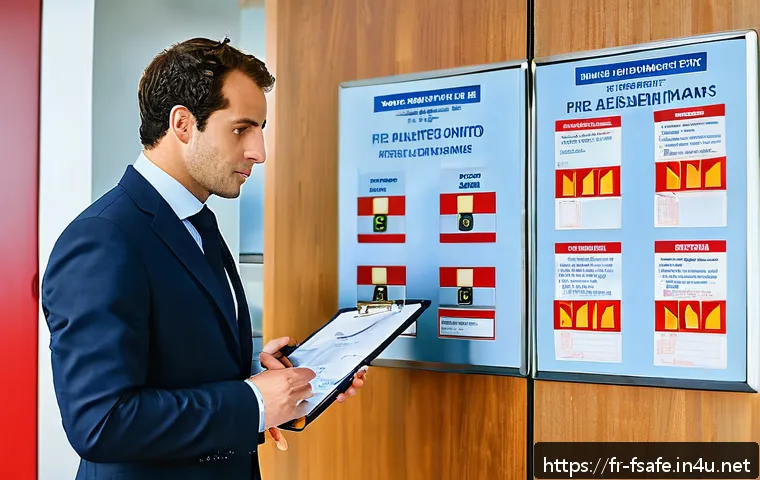소방안전관리사 채용 시 이력서 작성법 - A professional fire safety manager in a modern French office environment, wearing a smart business s...